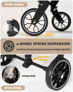 797Audio Dog Stroller for Small Medium Dogs,Pet Stroller for Cats Puppy Up to 121lbs,Foldable,One Click Folding,4 Wheel Shock Absorption,Adjustable Canopy with Sun Shades,Removable Washable Pad(Cream)
