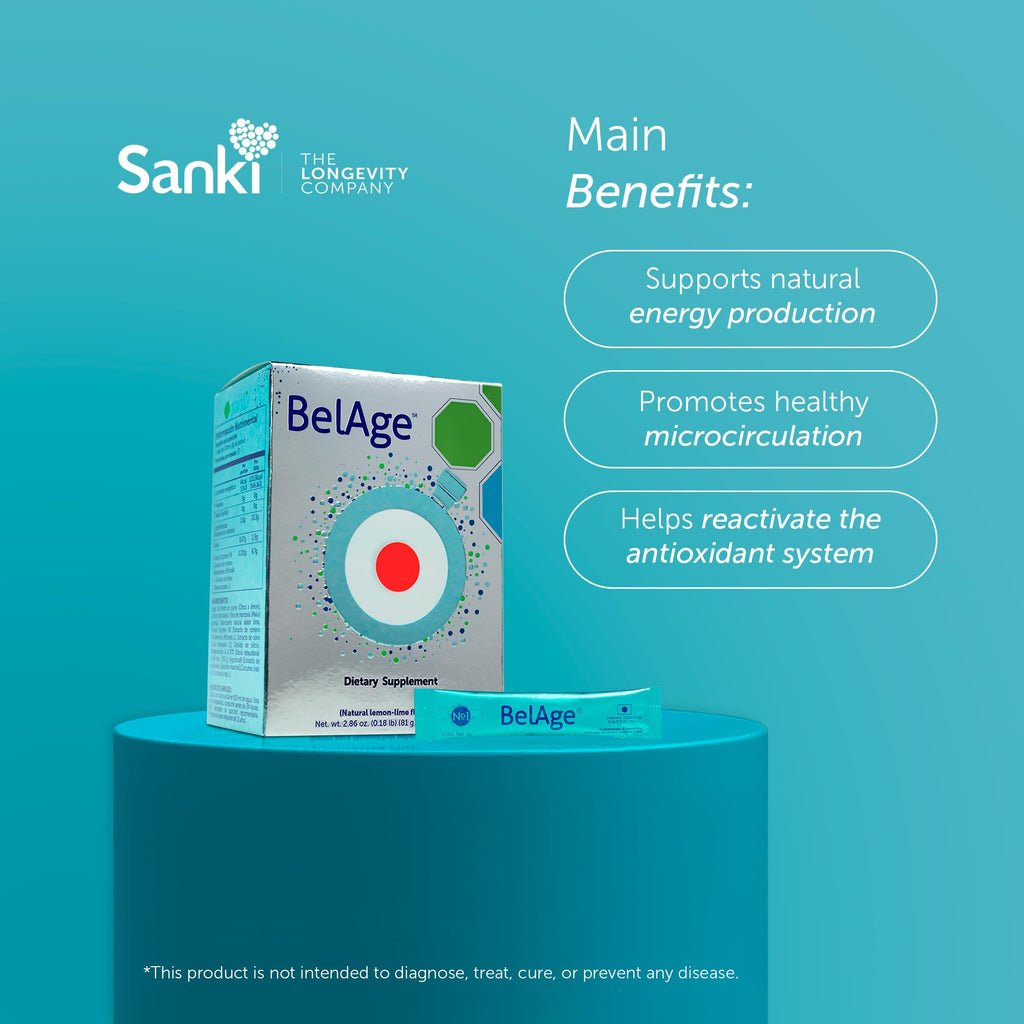 Sanki Belage Dietary Supplement Antioxidant 100% All-Natural with Hyproline Box with 27 Packets Lemon-Lime Flavor