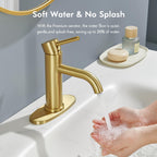 Gold Bathroom Faucet, WINKEAR Single Hole Bathroom Faucet with Pop-up Drain and Flexible Hoses, Single Handle for Sink, Vanity, RV, Modern Farmhouse, Suitable for 1 Hole or 3 Hole