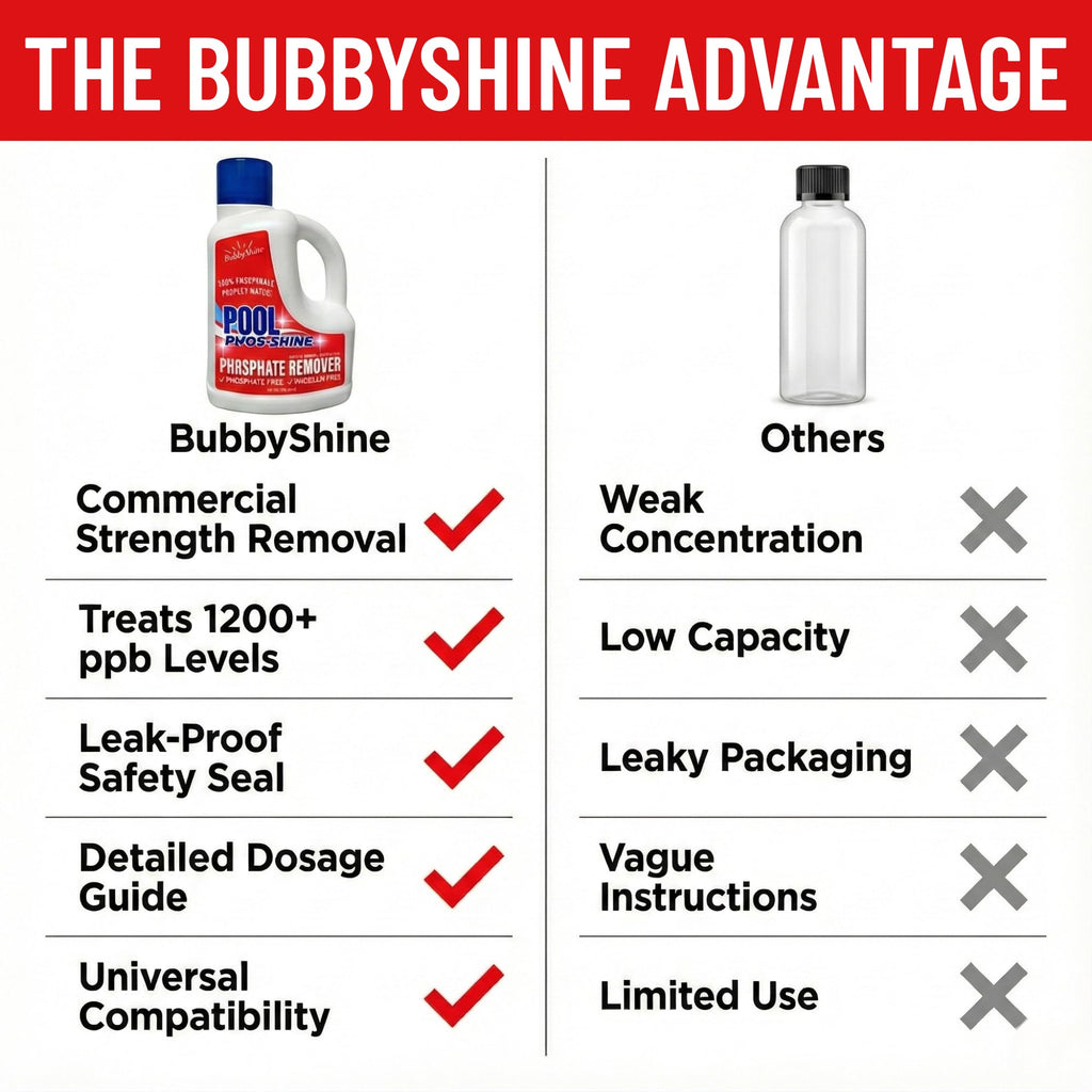 Phosphate Remover Pool Treatment – 3 L (101.5 fl oz) – Liquid Pool Chemicals, Skimmer-Pour Application, Easy Cap Measure, ppb Dosing Guide, Filter-Friendly Clarity Support – BubbyShine