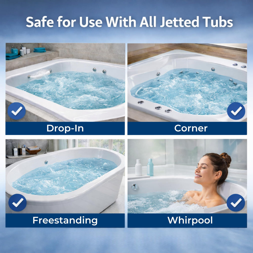 GRIME LABS Jetted Tub Cleaner Tablets – Bathtub Jet & Pipe Cleaner for Whirlpool Baths, Spas & Hot Tubs, Deep Cleans Tub Jets, Septic Safe, 12 Tablets