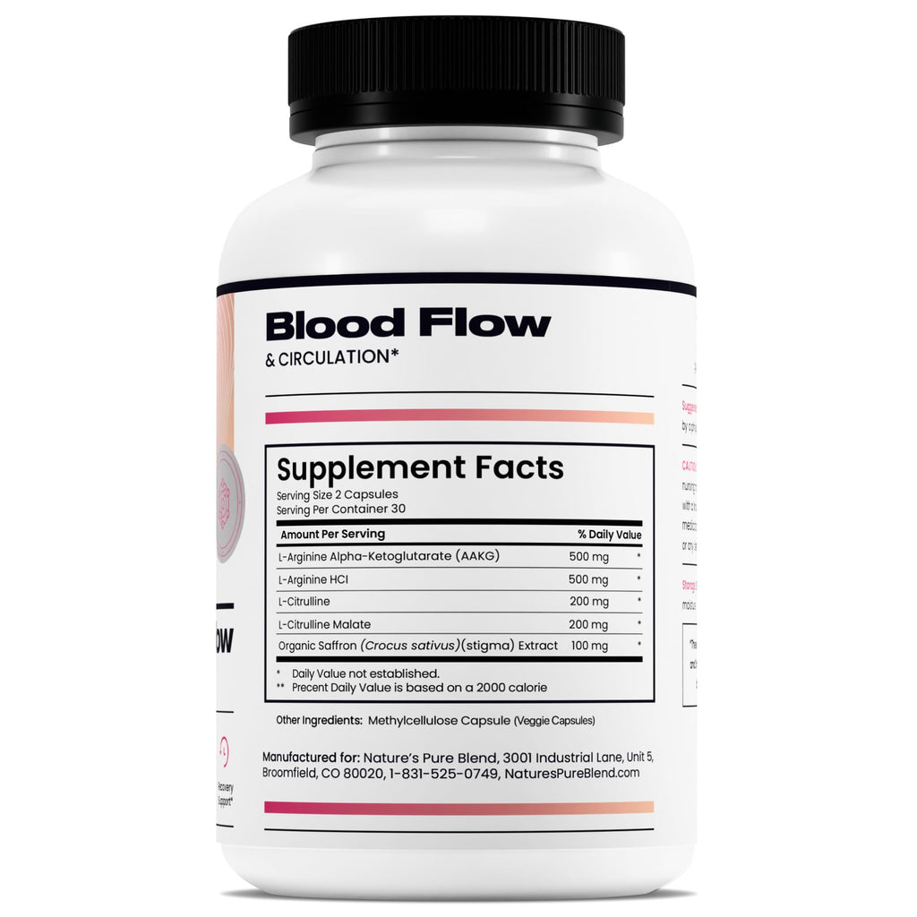 Nature's Pure Blend Nitric Oxide Supplements for Women – L-Arginine L-Citrulline – Heart Support & Flow Circulation Booster – 1500MG L Arginine and L Citrulline, Preworkout, Bodybuilding