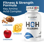 HGH-Releasing Support Supplement with L-Arginine & Ornithine | Nitric Oxide Support for Muscle Recovery, Energy & Performance | Amino Acid Complex with Vitamin B3 & Chromium | 60 Tablets