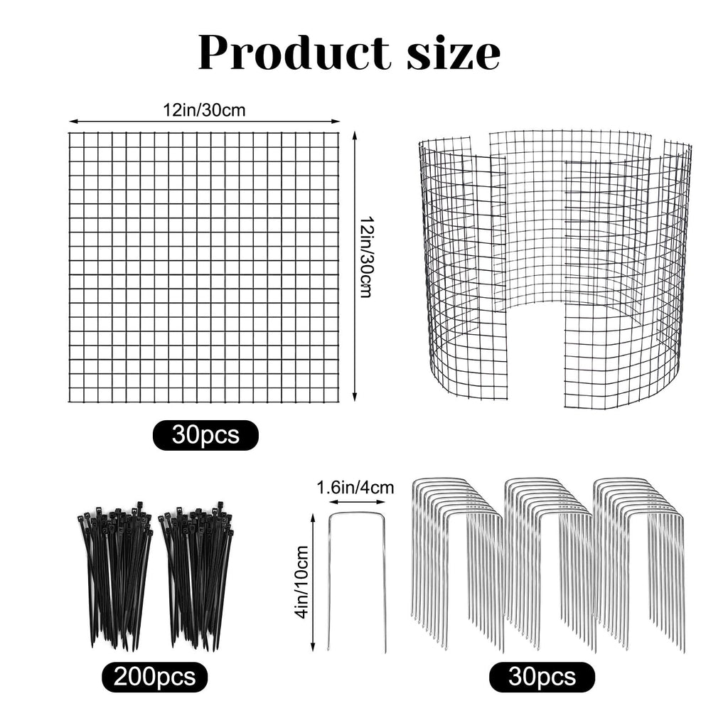 10 Pack Round Plant Protector from Animals, 12'' x 12'' Metal Plant Cages，30Pcs Metal Mesh to Keep Animals Out, Garden Protection Bunny Barricades, Wire Plant Protectors for Rabbits Chicken Duck