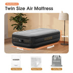 VOSSER Air Mattress Twin with Built in Pump,18''Blow up Mattress 2 Mins Self-Inflation/Deflation,Thicker Inflatable Mattress Leak-Proof,Flocked Top Air Bed with Storage Bag for Home, Camping & Guests