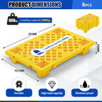 Singhoow 4 Pcs Plastic Pallets for Basement Storage Nestable Moisture Waterproof Lightweight Floor Pallets with Breathable Grid for Indoor Outdoor Supermarket Warehouse (23.6 x 15.8 x 3.9 Inch,Yellow)