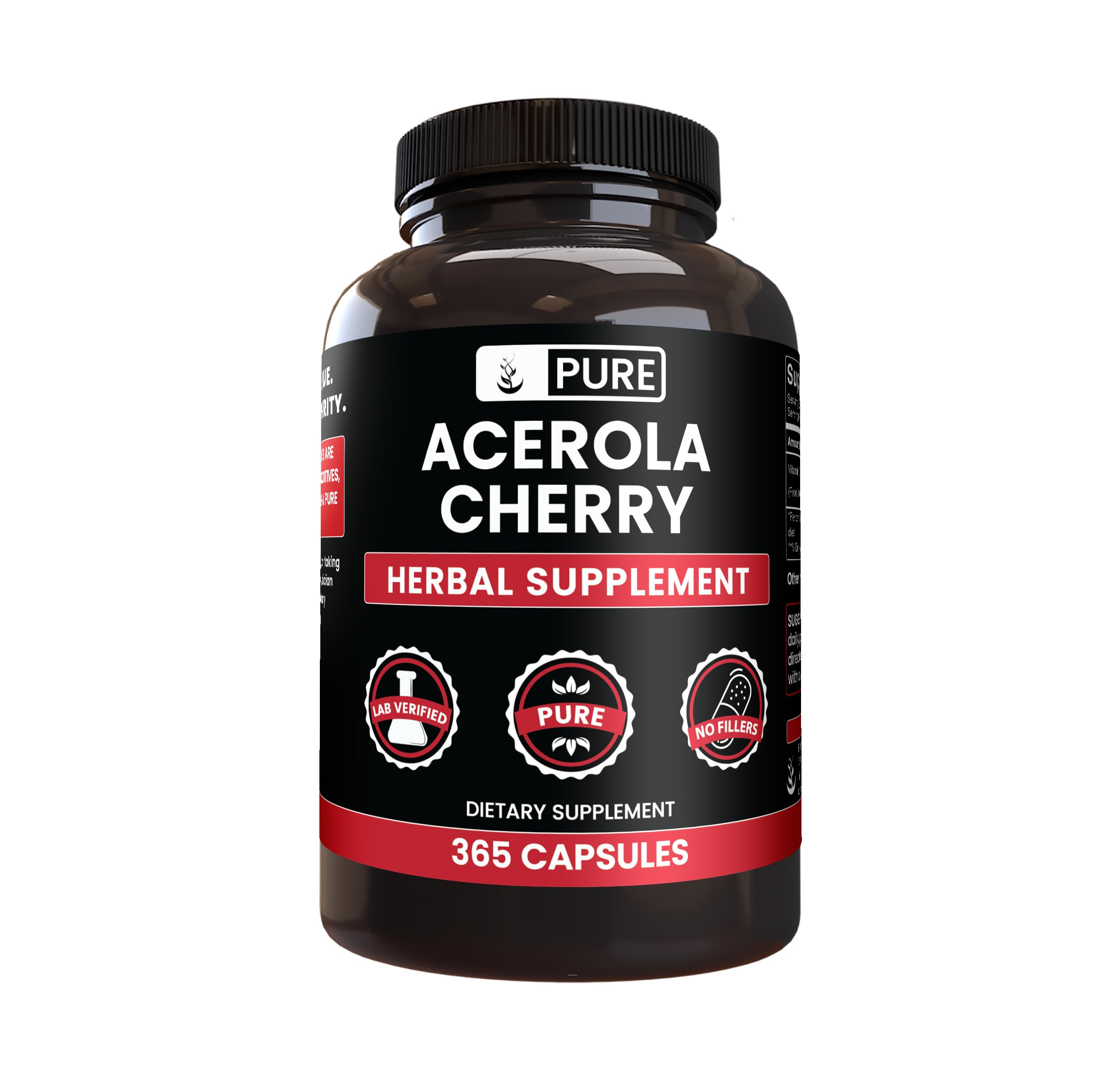PURE ORIGINAL INGREDIENTS Acerola Cherry (365 Capsules) No Magnesium Or Rice Fillers, Always Pure, Lab Verified