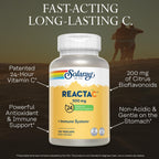 SOLARAY Reacta-C with 500mg Vitamin C, 200mg Bioflavonoid Concentrate, Immune System Defense Vitamins, Patented 24 Hour Immunity Booster Support Supplement, Vegan, 120 Capsules, 120 Servings.