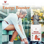 VELOTO Organic Mega Mushroom Powder Blend,10 in 1 Complex Mushroom Extract Powder Herbal Supplement with Reishi, Cordyceps, Chaga, Lion's Mane, Vegan & More, Sustainably US Grown, Filler Free, 10oz