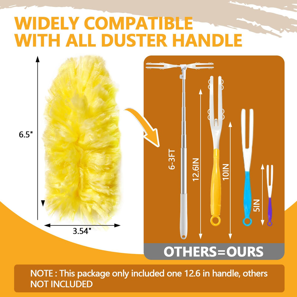 WAWINY 40 Pack Duster Refills Kit Fit for Swiffer Duster Handle,360° Deep Cleaner Heavy Duty Replacement with 1 Handle(Yellow)