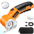 Cordless Electric Scissors: 4V Rechargeable Rotary Cardboard Cutter, 3000mAh Battery, with LED Light & Safety Lock, 2 Blades, Electric Box Cutter for Fabric Carpet Carton Plastic Leather Cloth(Yellow)