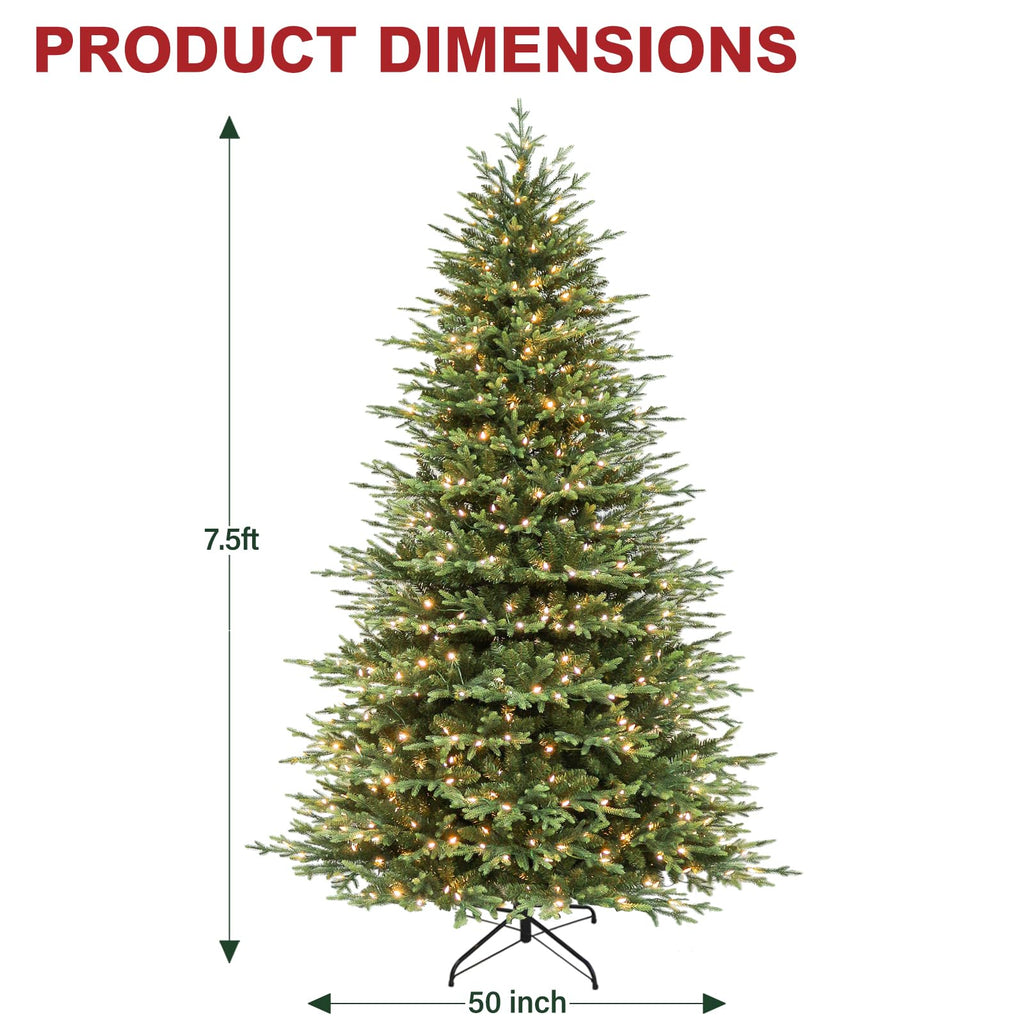 Hykolity 7.5 ft Prelit Christmas Tree with Realistic PE Foliage