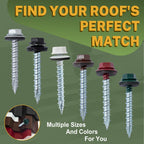 LIONMAX 300-PCS Metal Roofing Screws #10 × 1 Inch, Rustproof Coating Hex Head Sheet Metal to Wood Siding Screw with Rubber Washer, Sharp Point, Hex Socket Included
