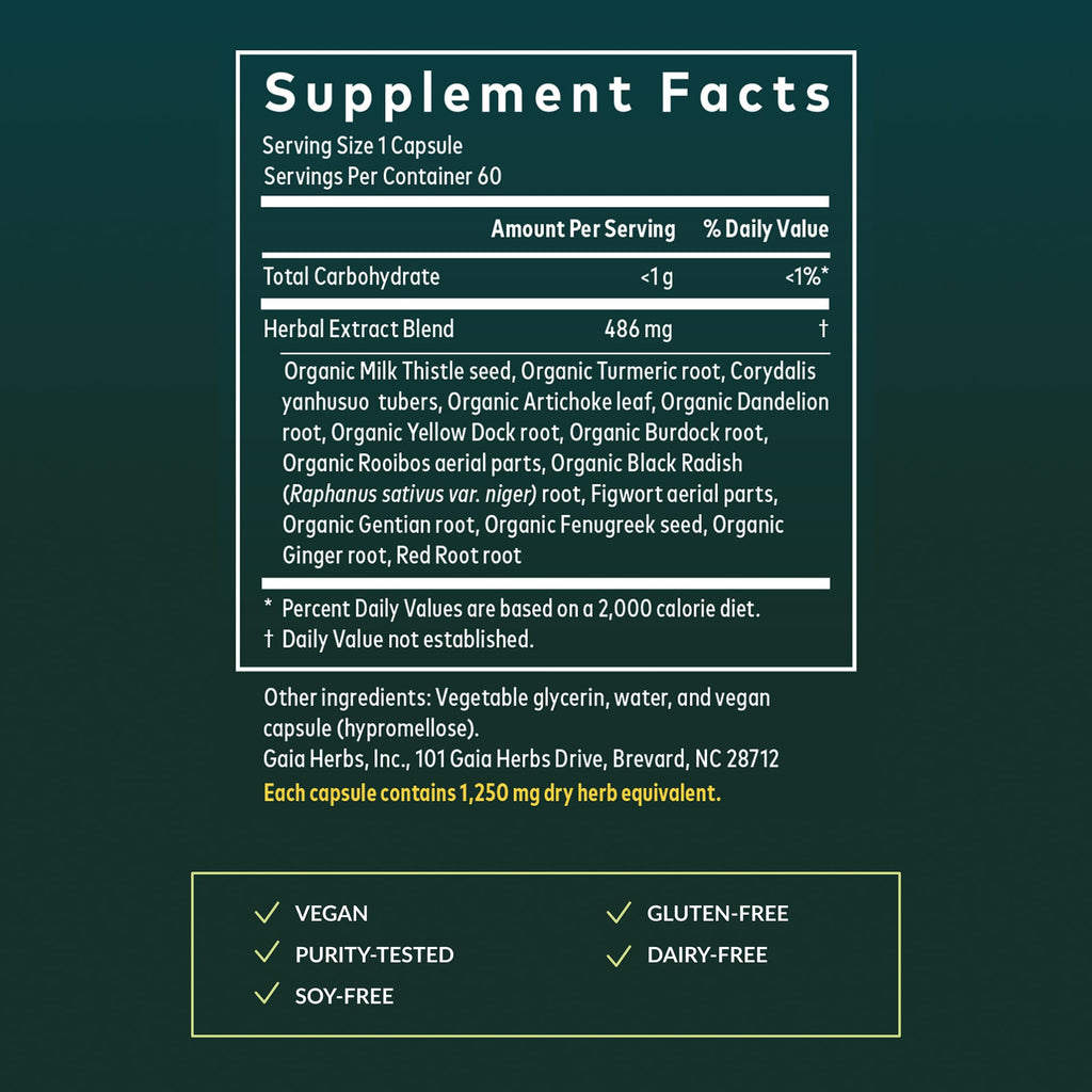 Gaia Herbs Liver Cleanse - Liver Health Support Herbal Supplement with Milk Thistle, Burdock, Turmeric, Dandelion & More* - 60 Vegan Liquid Phyto-Caps (30 Servings)