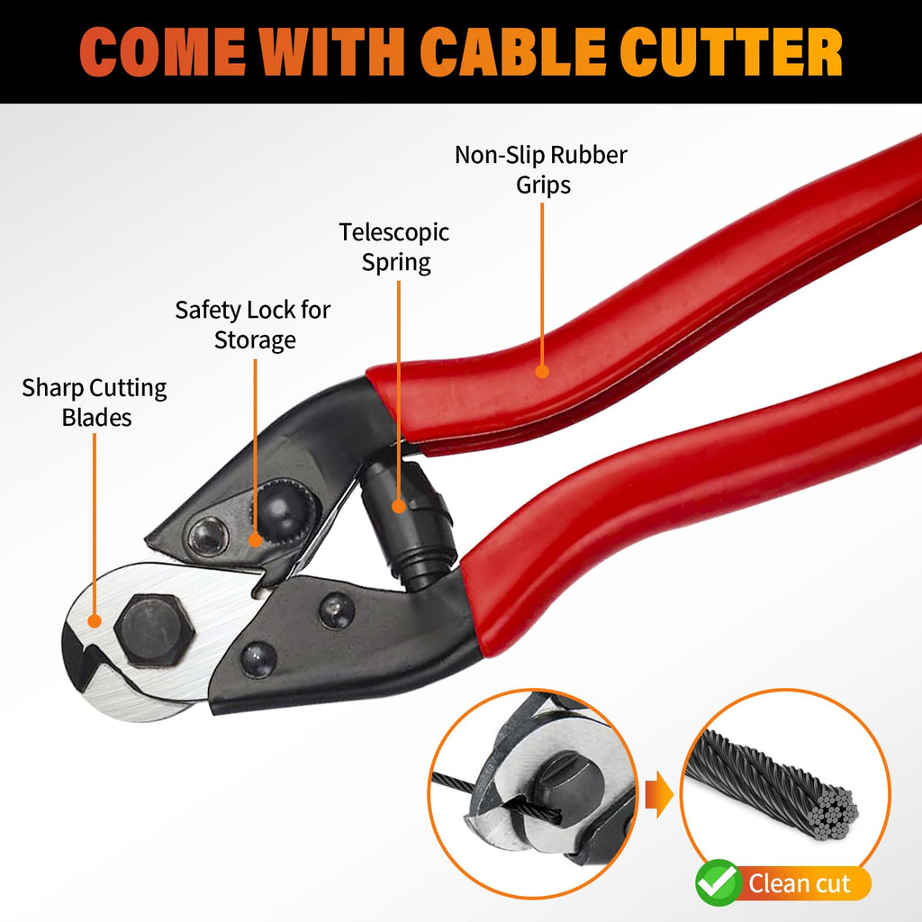 Black Stainless Steel Cable for Railing - 150FT 1/8" T316 Wire Rope for Deck Cable Railing System Kit