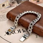 Italian Sterling Silver Men's Bracelets Jewelry，8.6" Lion