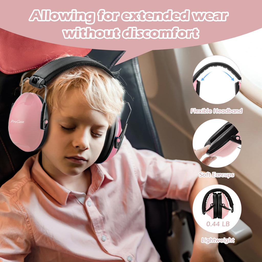 ProCase Noise Cancelling Headphones for Kids Toddler, SNR 27dB Noise Reduction Ear Muffs, Hearing Protection for Monster Jam, Concerts, Fireworks, Shooting, Air Show, Autism Sensory Needs -Lightpink