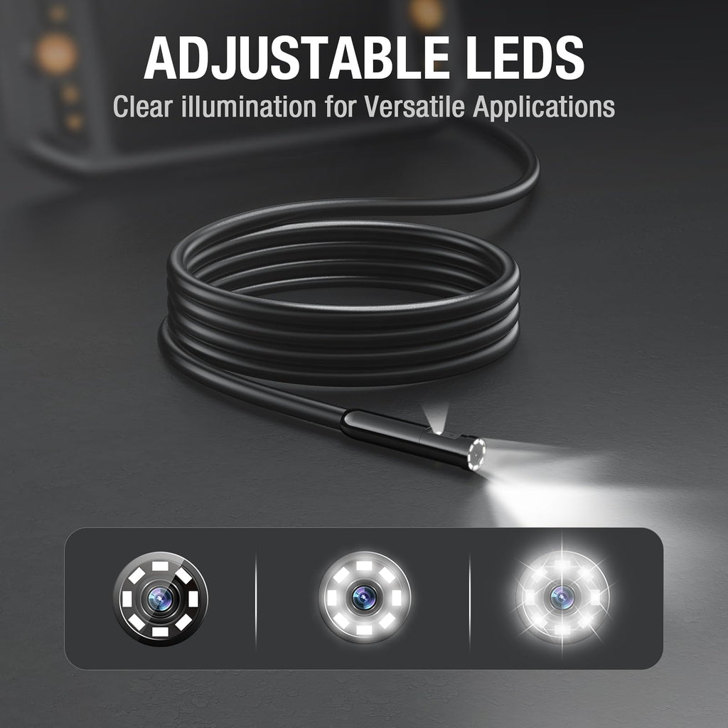 Teslong Dual Lens Endoscope with Light, Mechanic Borescope Inspection Camera, Fiber Optic Scope, Flexible Snake Probe for Automotive, HVAC, Wall & Home Inspections (16.5FT)