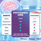 (5 Pack) Phytomem One Capsules, Official PhytomemOne Pills with All Natural Ingredients, Advanced Memory Support Supplement Brain Support Health and Wellness with Premium Multivitamins (300 Capsules)