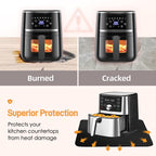 Amerbro Heat Resistant Mats for Countertop - Fireproof 16x20in Heat Resistant Mats for Air Fryer - Kitchen Countertop Protector for Air Fryer, Coffee Maker, Stand Mixer, Toaster, Oven 2PCS - Black