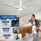 Depuley Ceiling Fans with Lights and Remote: Flush Mount Low Profile Ceiling Fan for Bedroom - Dimmable Indoor Outdoor Fan with APP Control White Timer
