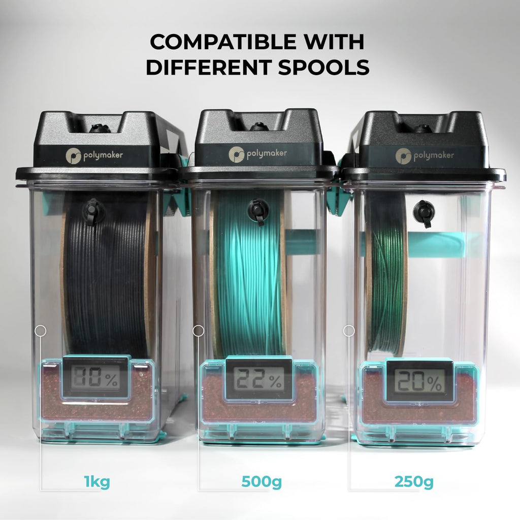Polymaker 3D Printing Filament Storage Box 4-Pack - PolyDryer Box x4 for Continuous Filament Sealing and Protection, 3D Printer Filament Holder Compatible with PA Nylon, PLA, PVB, PETG, ABS, TPU
