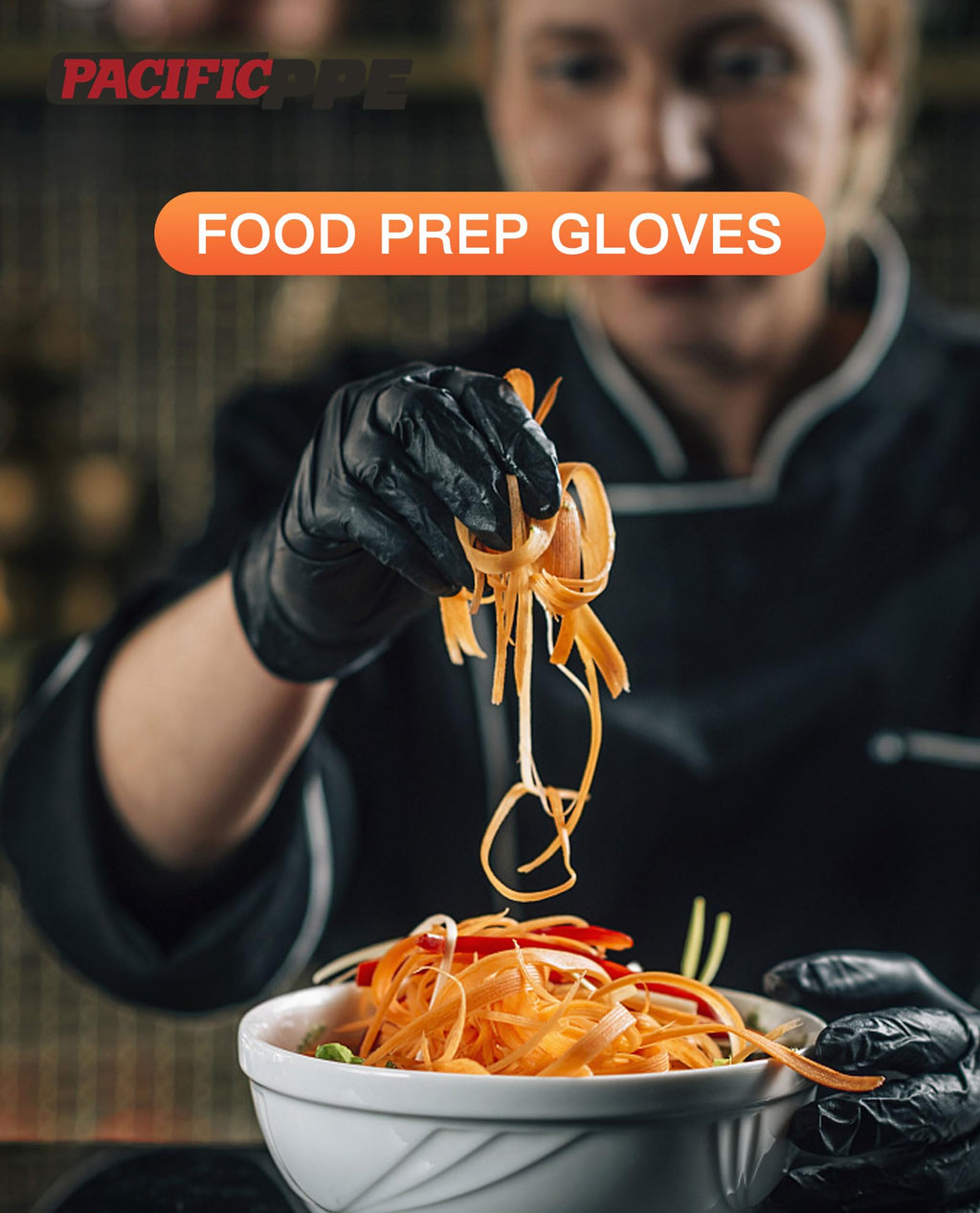 PACIFIC PPE 6-mil Heavy Duty Black Nitrile Gloves, Chemical Resistant, Food Safe, Latex Free Disposable Gloves for Mechanic, Cooking, and Cleaning, 100PCs, XL