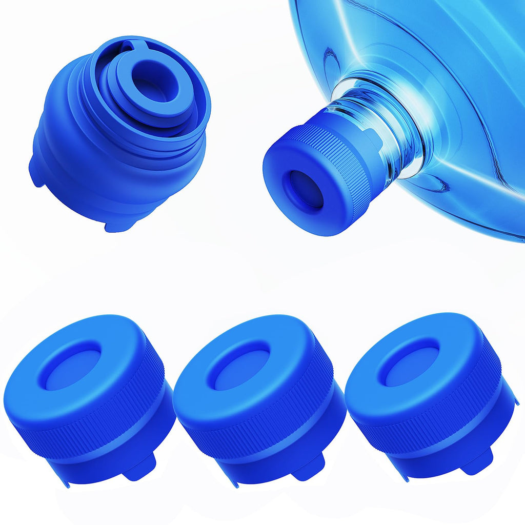 【Upgraded】Morsatie Reusable 3 & 5 Gallon Water Jug Cap, No Leaking & Popping Open, Food Grade Silicone Replacement Cap for 55mm Standard/Screw/Crown Top Water Bottle & Water Pump Dispenser, 10Pcs