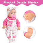 XFEYUE 12" Baby Doll with Pink Bowknot Clothing Set,12 Inch Realistic Baby Dolls with Clothes and Accessories,Pacifier Bottle Toy Pretend Play Collection for 3+ Child Girls Gifts