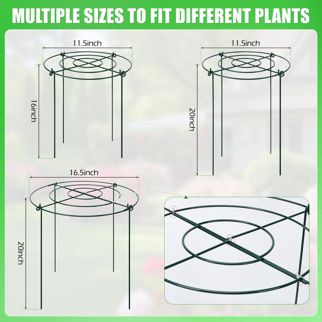 8 Pack Peony Cages and Supports, 11.5 x 20 Inch Plant Support Cage Set