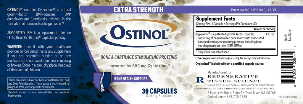 Ostinol Standard 350mg - Bone & Joint Supplement | Stem Cell Activation Certified | Bio Active Protein Complex for Moderate Bone Loss & Moderate Joint Dysfunction - 30 Capsules