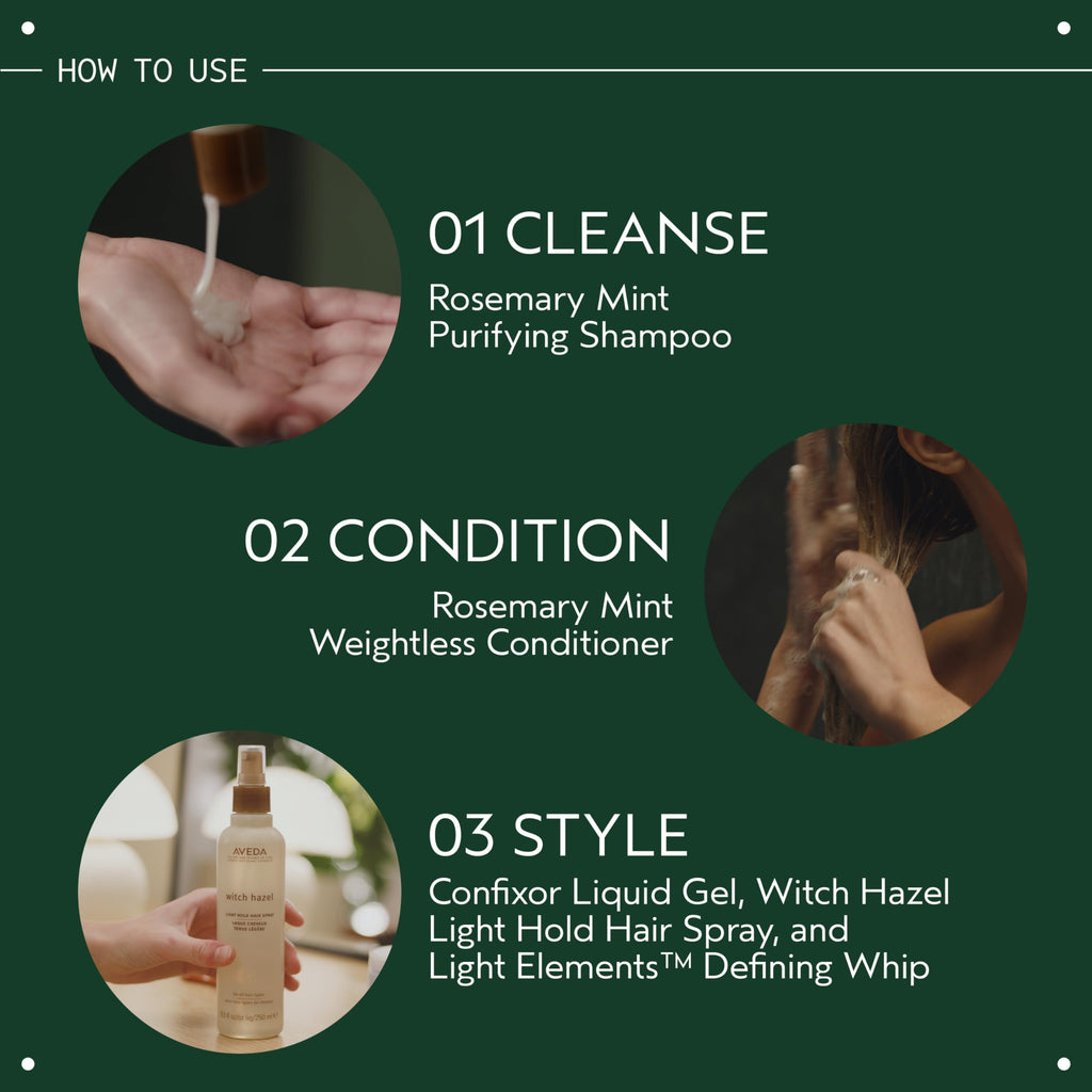 AVEDA Rosemary Mint Purifying Shampoo | Clarifying Shampoo | Gently Removes Buildup, Adds Shine | For Normal to Oily Hair, Fine to Medium Hair | Invigorating Aroma| 97% Naturally Derived*, 8.5 Fl Oz