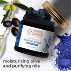 Natural Elephant Moroccan Black Soap | 7oz | Nila Indigo | Traditional Hammam Beldi Soap, 100% Natural Ingredients, Ideal for Exfoliating and Even Skin Appearance
