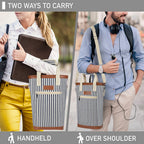 opux 2 Bottle Wine Bag Carrier Insulated Leakproof Wine Cooler Navy Stripes