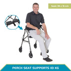 Stander Wonder Rollator, Lightweight Folding Space Saver Mobility Rolling Walker for Seniors and Adults, 6-inch Wheels, Locking Brakes, and Padded Seat with Backrest, Black Walnut