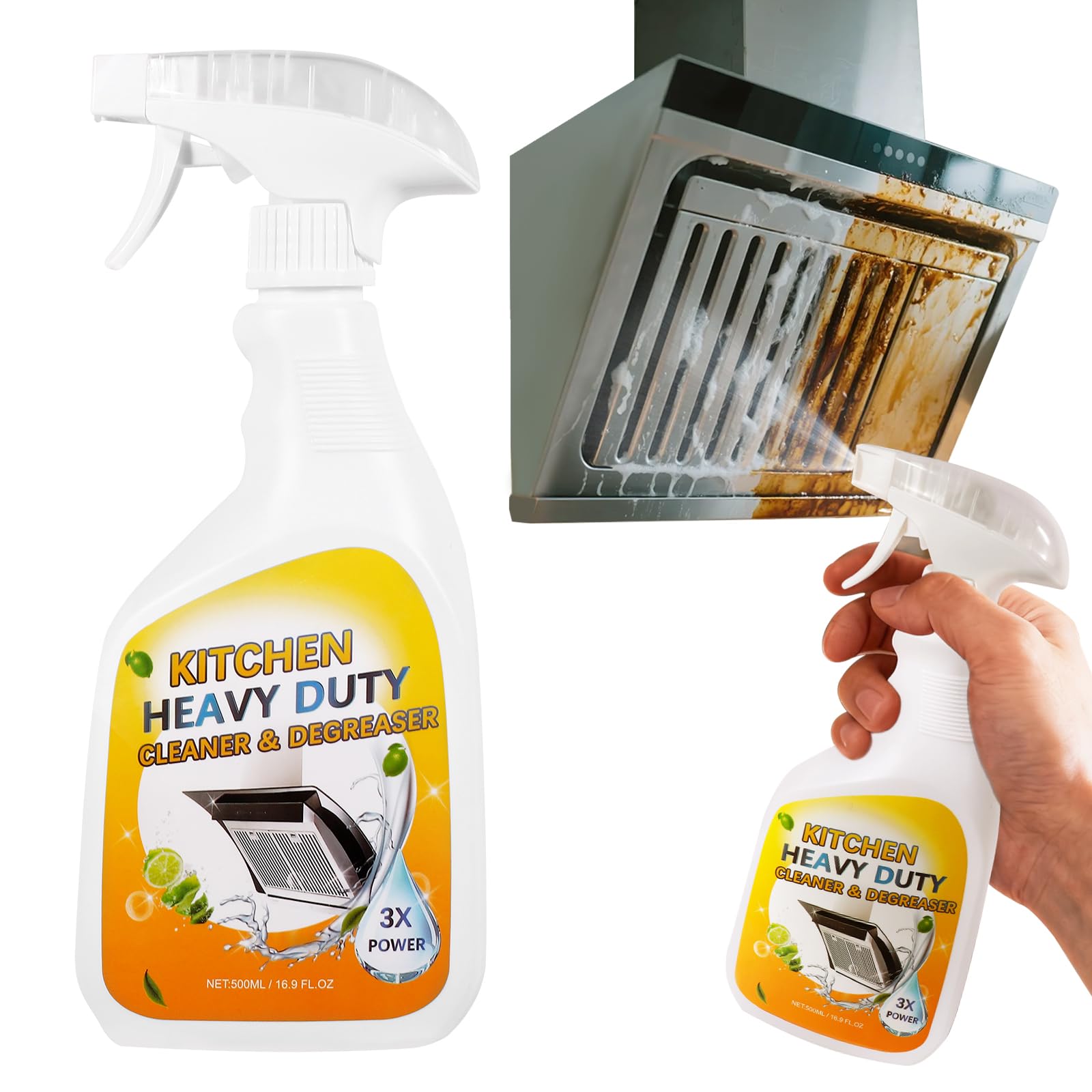 FAVIRZCE Clean Up Kitchen Oil Stains Spray: Foam Cleaner Spray Cuts Through Baked-On Grease on Ovens Stove Tops Grills - Heavy Duty Kitchen Degreaser & Cleaner for Multi-Surface Cookware & Countertop