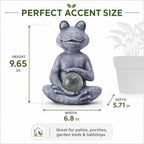 Fashionoda Solar Meditating Yoga Frog Statue 6.8L x 9.65H
