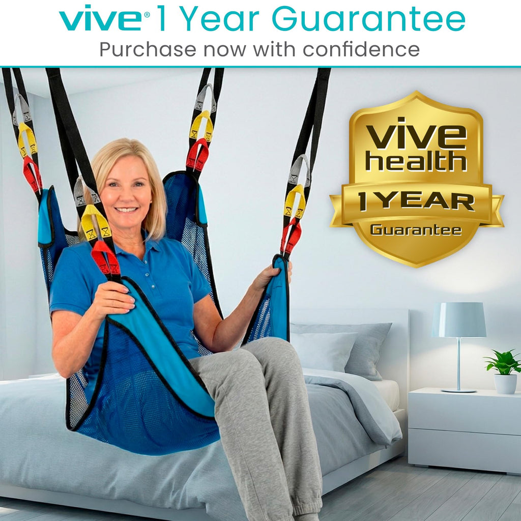 Vive Patient Lift Sling - Full Body Mesh Transfer Sling for Showering & Home Use - Hoyer Lift Pad for Elderly, Disabled, Bariatric - Patient Transfer Assist Device Blanket for Bed Positioning, Lifting