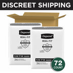 Depend Real Fit Adult Diapers, Incontinence Underwear for Men, Disposable, Maximum Absorbency, Small/Medium, Black, 72 Count, Packaging May Vary