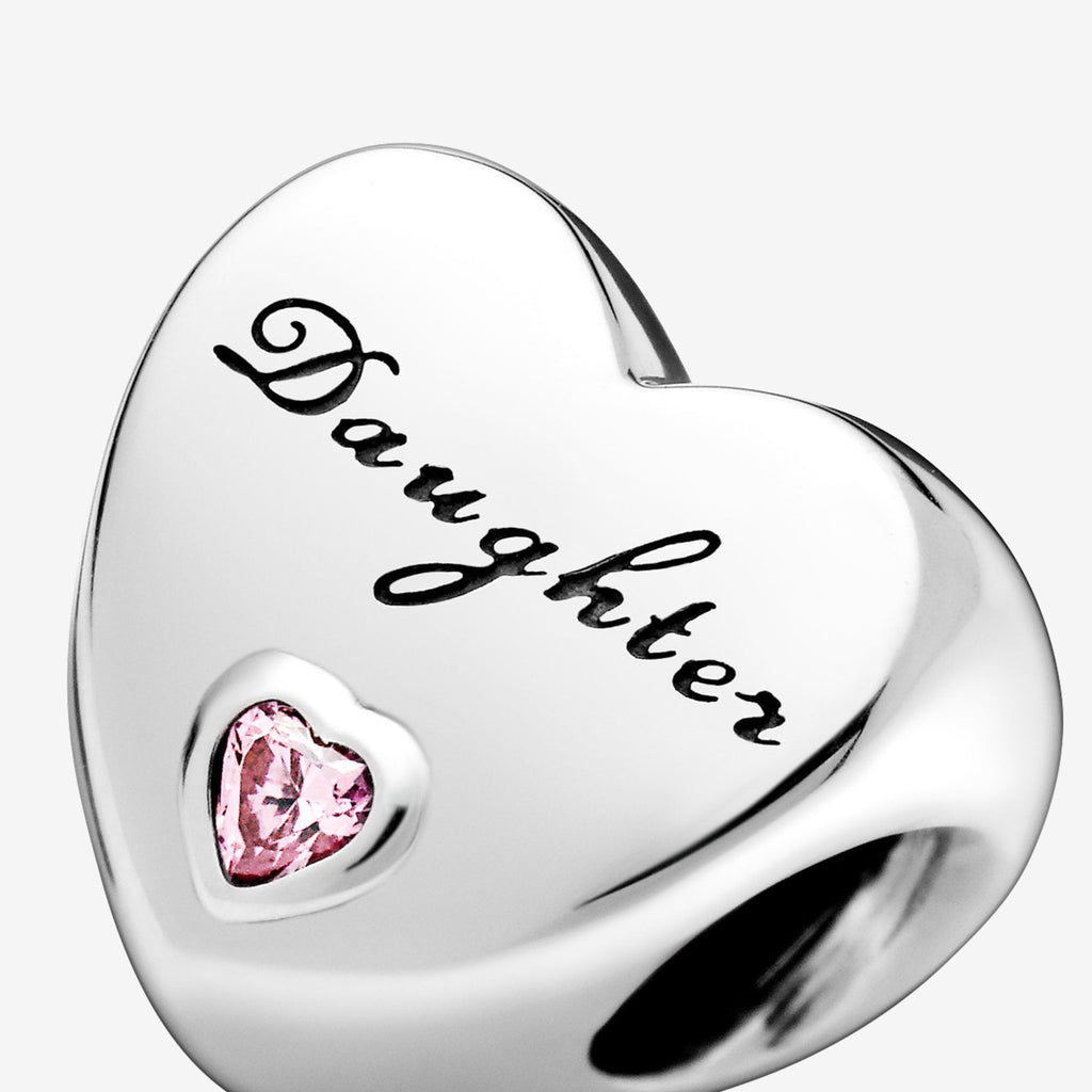 PANDORA Daughter Heart Charm - Compatible with PANDORA Moments - Sterling Silver - Gift for Her - Jewelry for Women with Gift Box