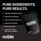 Noble All-in-One Chocolate Protein Powder, 21g Grass-Fed Beef Protein & Collagen, Colostrum & Organ Blend, Whey-Free, Seed Oil-Free, Zero-Carb, 30 Servings (1.75lbs)