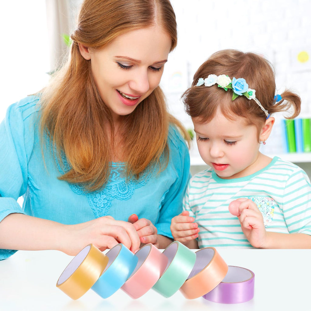 Toyvian 6 Rolls of Sticky Ball Tape Candy Color Decompression Adhesive Tape for Adults DIY Rainbow Ball Toy