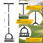 Uojim Lawn Aerator, 15x3 Solid Steel Tines for Efficient Aeration, Dual-Spring Auto-Clean to Prevent Clogging, 38" Ergonomic T-Handle & Wide Foot Pedal Used for Courtyard,Garden,Patio