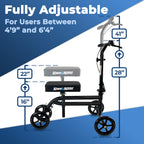 KneeRover Economy Steerable Knee Scooter – Foldable Mobility Aid & Knee Walker with Adjustable Handlebar and Comfortable Knee Pad for Adults (Black)