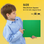 Pokiiulk 20 Baseplates for Bricks, Classic Green Building Base Plates, 10"x 10" (32Studs Each Side), Compatible with All Major Brands