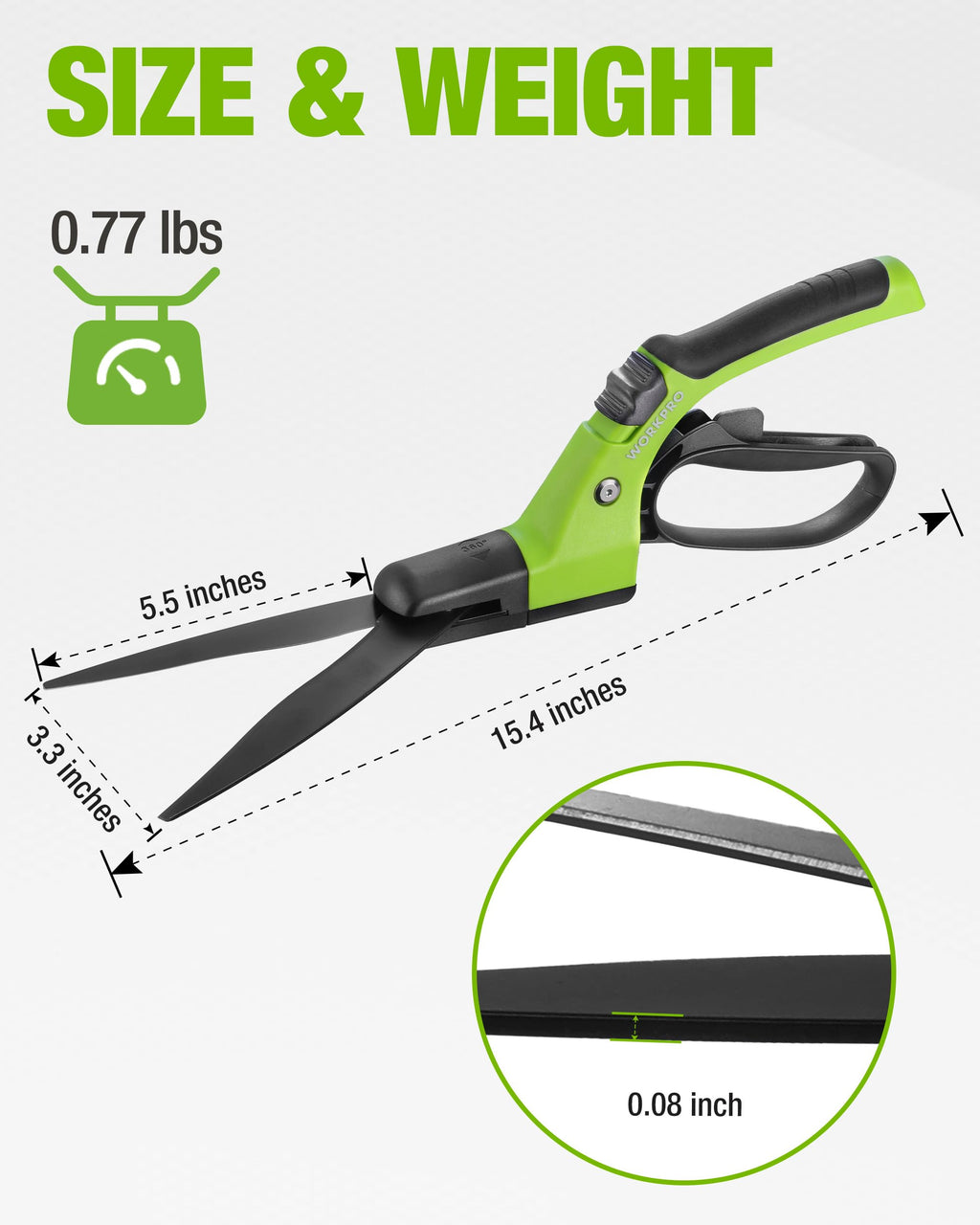 WORKPRO Grass Shears Handheld, Grass Clippers with 360 Degree Swivel Blades