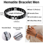 FINZOR 6Pcs Hematite Bracelet for Men Large Size Natural Stones Handmade Bracelets - Reignites Masculine Energy Male Healing Beaded Bracelets for Men Inspirational Easter Gifts A
