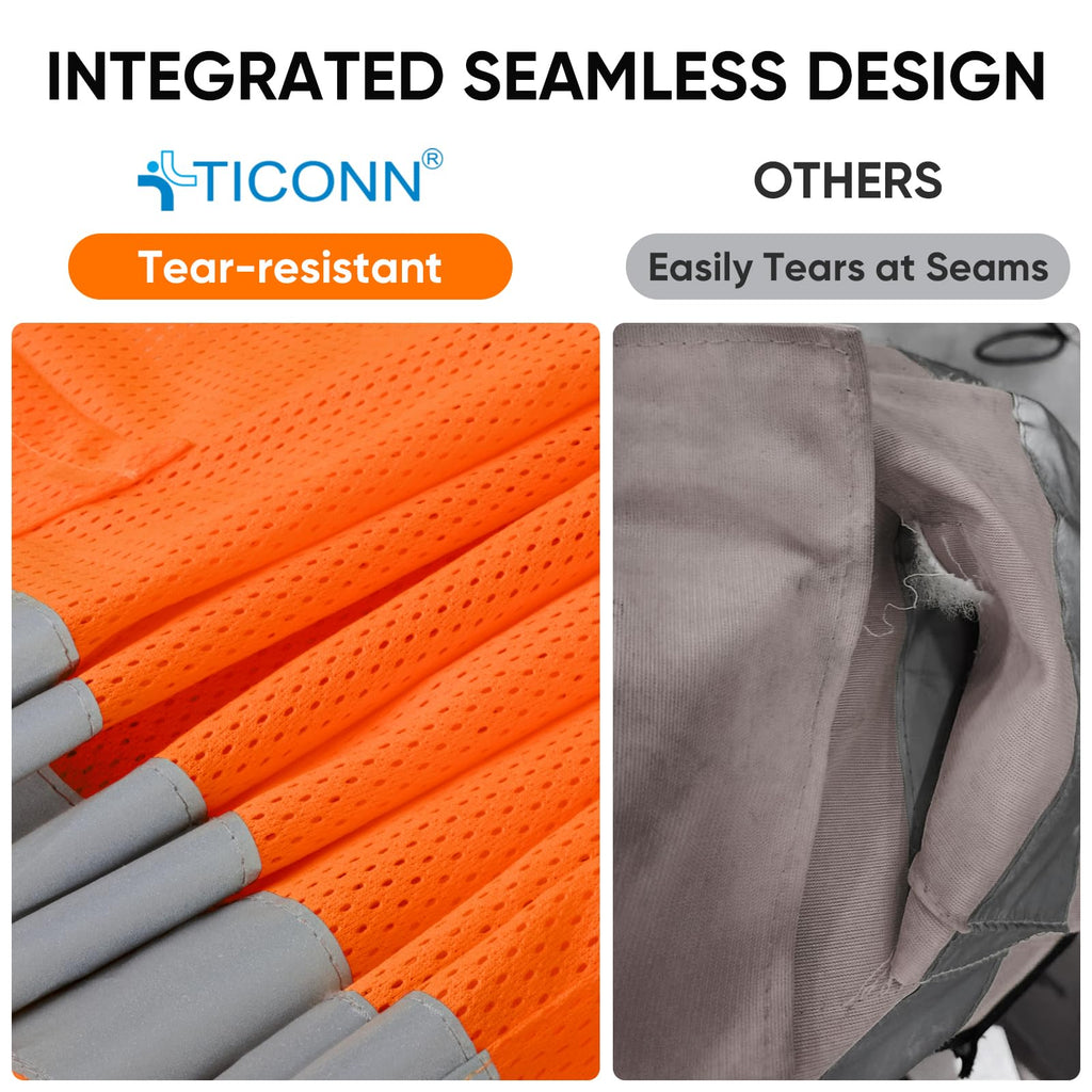 TICONN Reflective Safety Vest, High Visibility Vest with Reflective Strips for Men Women, Meets ANSI II (Orange/3XL, 4PK)