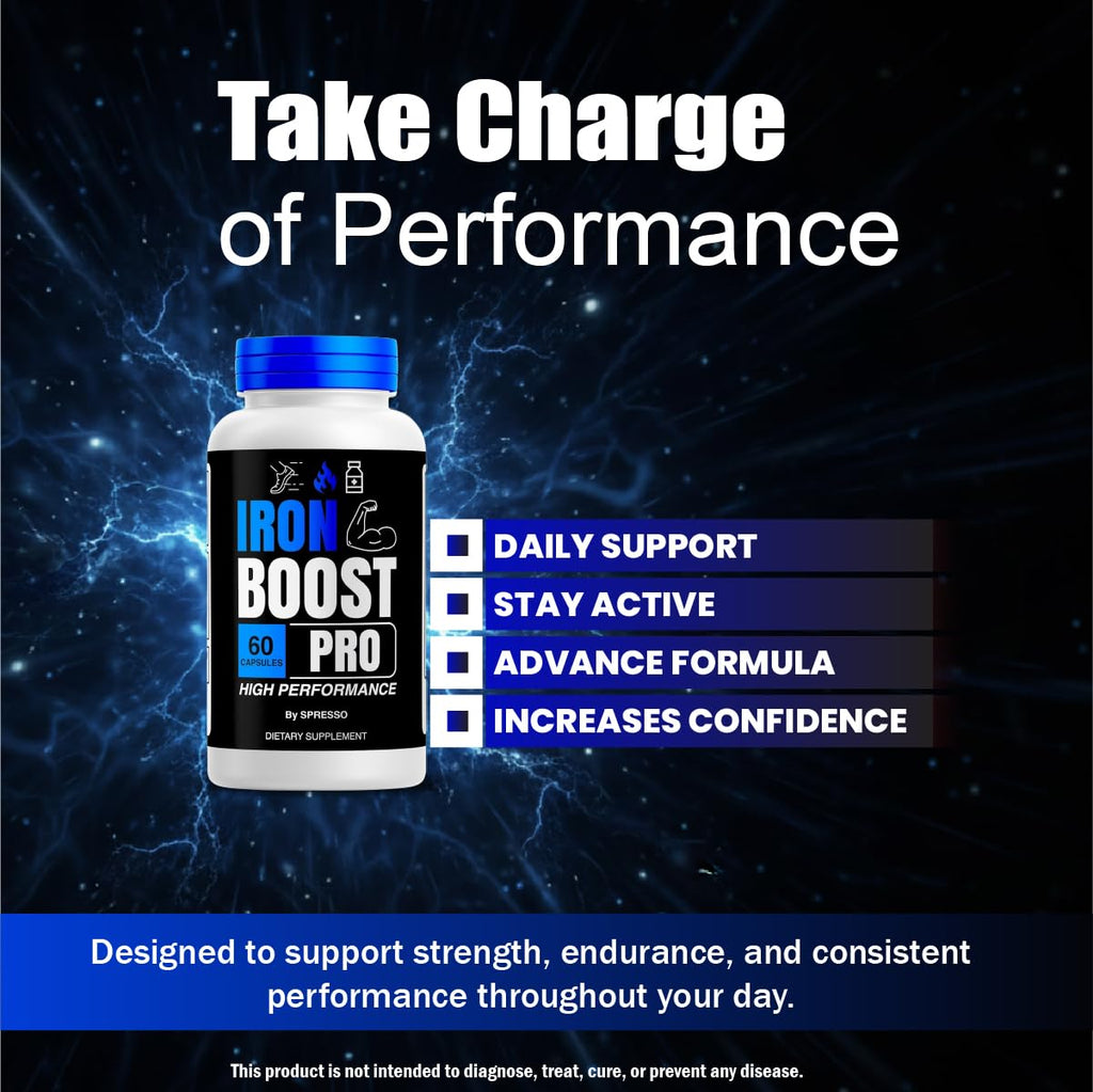(2 Packs) Iron Boost Pro Capsules, All Natural IronBoostPro Supplement Pills with Premium Ingredients, Official IronBoost Pro for Maximum Strength & Overall Wellness Review (120 Capsules)