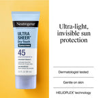 Neutrogena Ultra Sheer Dry-Touch Sunscreen For Face & Body, SPF 45 Broad Spectrum UVA/UVB Protection, Lightweight Water Resistant & Non-Greasy, Travel Size Sunscreen, 3 fl. oz 2 pack